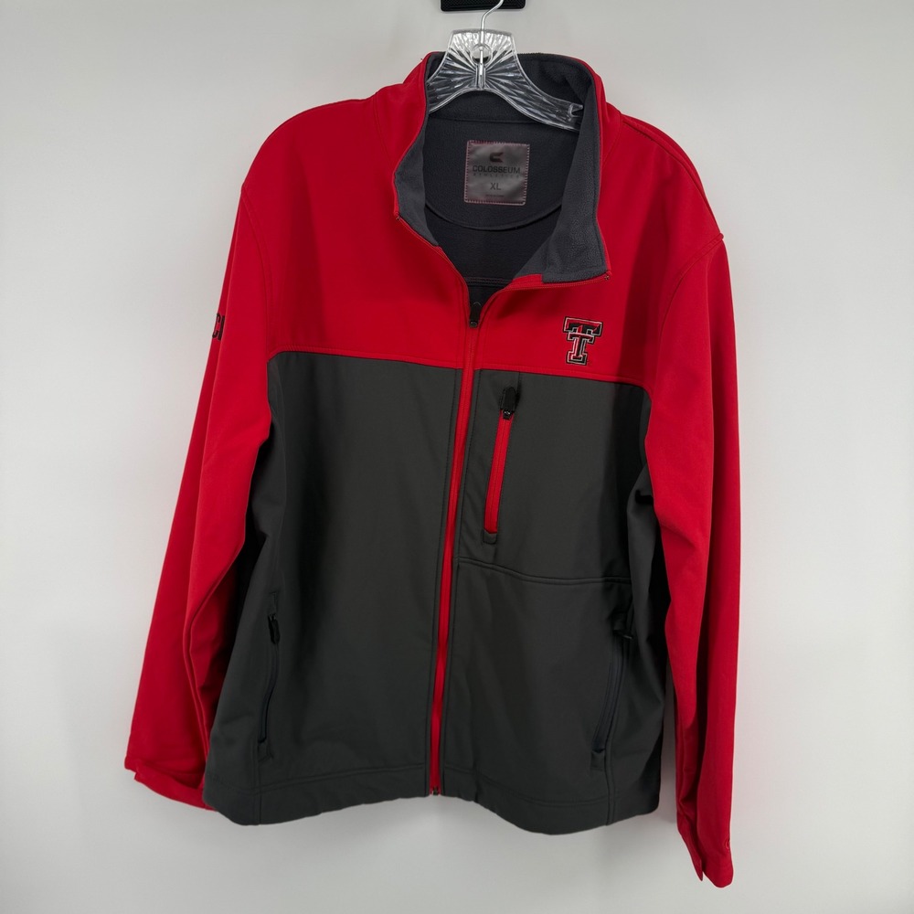 Colosseum Texas Tech Red Raiders Softshell Jacket Mens XL Red Grey Full Zip NCAA